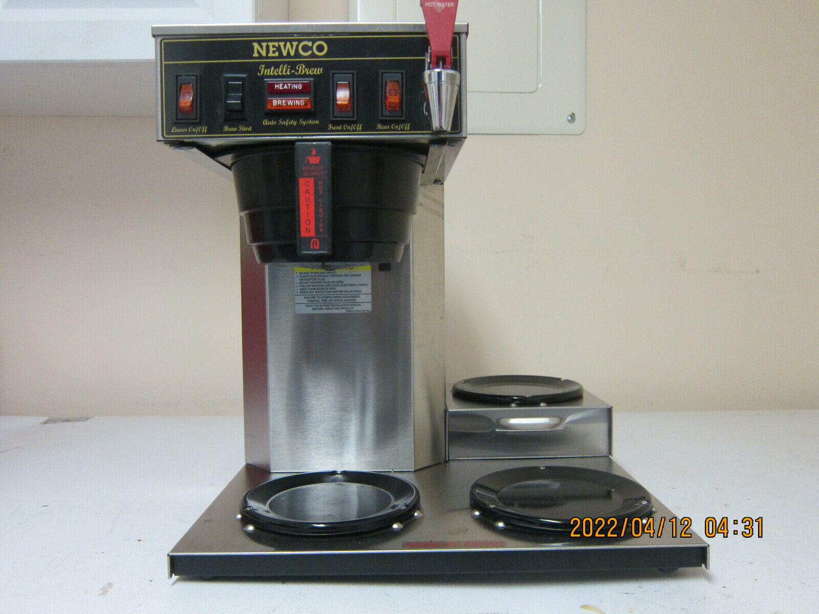 Newco Intelli-brew 3 Station Coffee Maker, Model Ialp  Water Line  Hot Water Tap