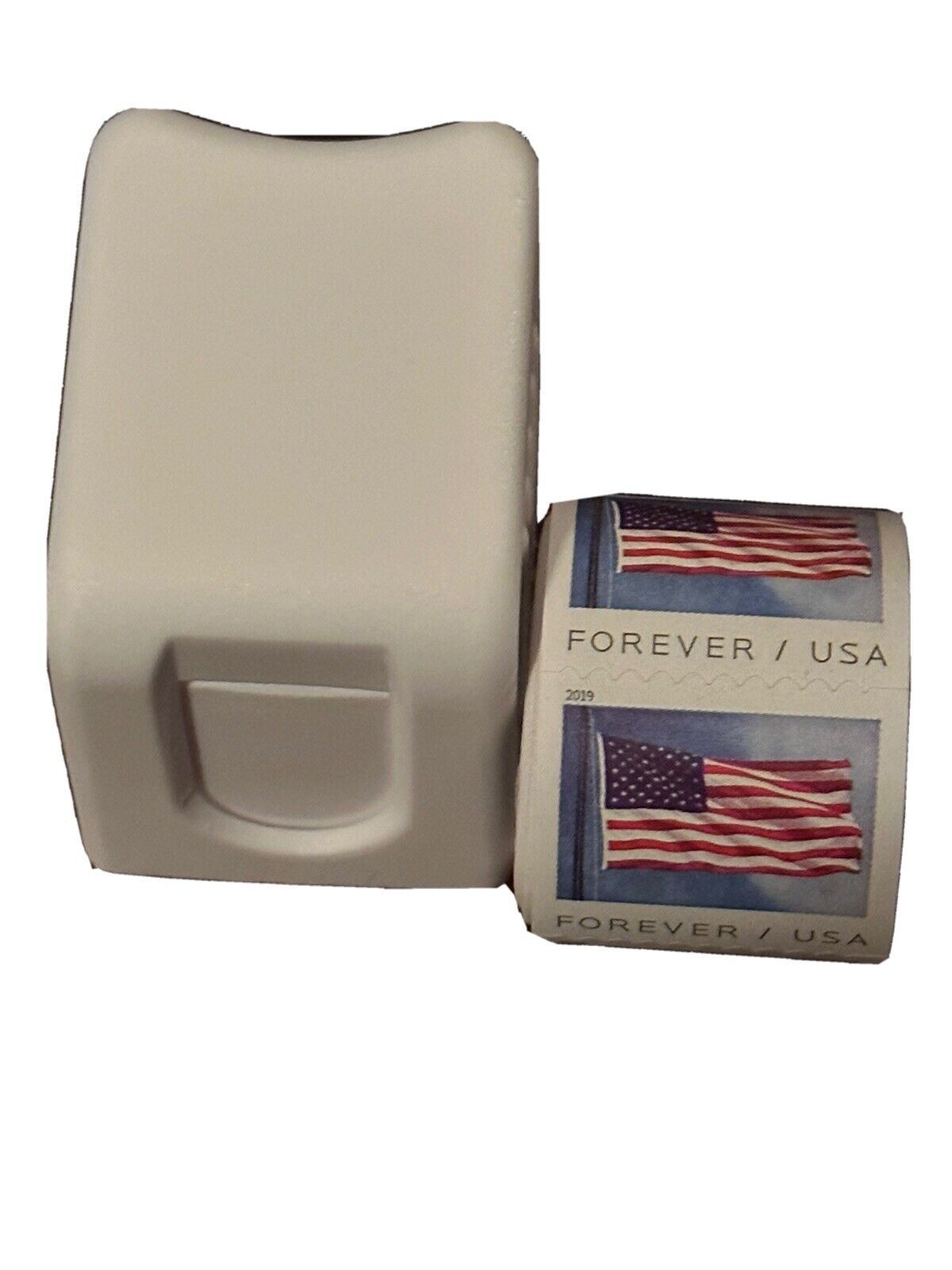 Postage Stamp Desktop Dispenser Roll Storage (100 Stamps Included)