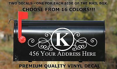 Custom Personalized Vinyl Mailbox Decal #4 - Set Of 2 - 16 Color Choices  5x12