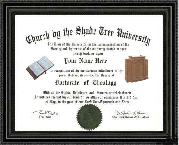 Theology Lover's Doctorate Diploma / Degree Custom Made And Designed For You