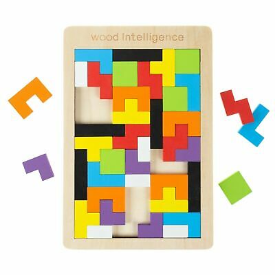 40 Pc Wooden Pentominoes Stem Learning Colorful Square Geometric Shapes