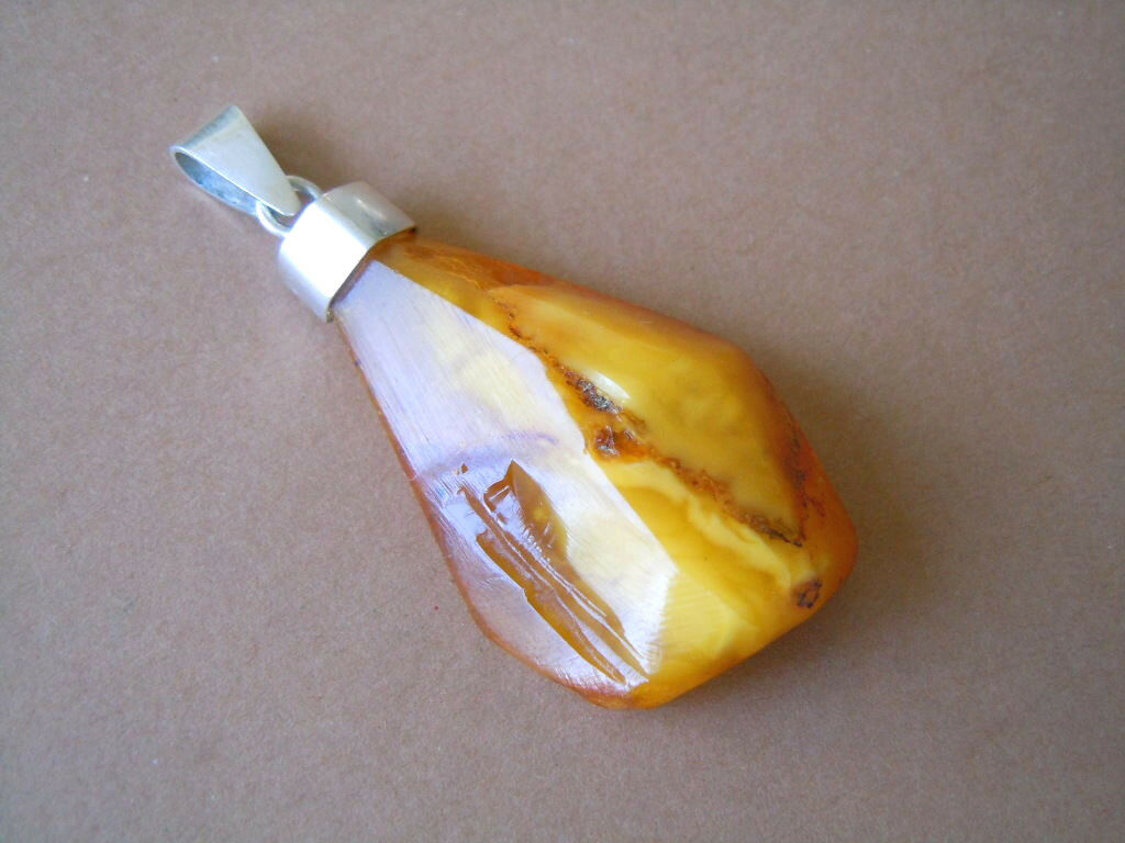 Butterscotch Honey Nature Amber Pendant Silver Jewellery Making 0.4oz