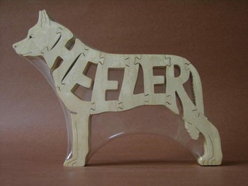 Australian Cattle Dog Blue Heeler Wood Dog Puzzle Toy Figurine Art