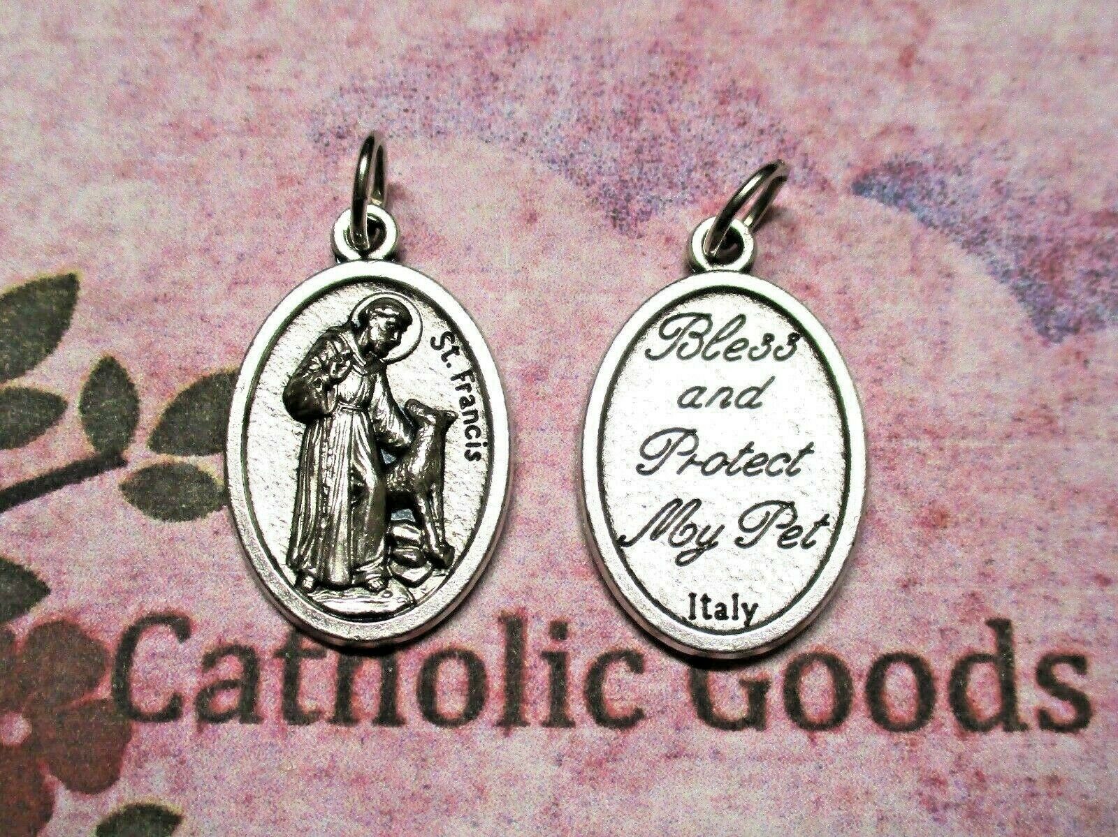 St Francis - Bless & Protect My Pets - Ox Silver-Tone Die Cast Italian 1