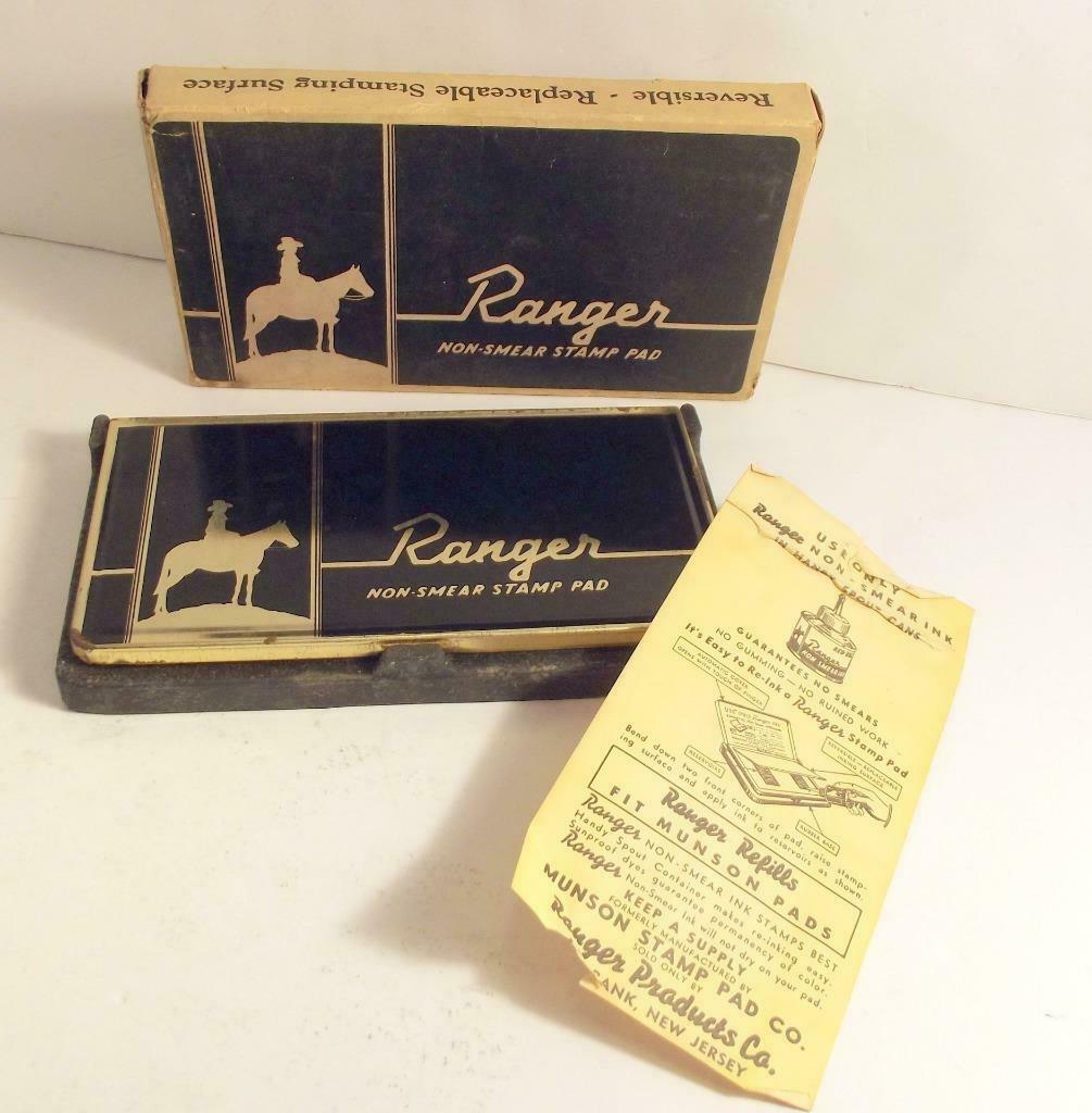 Vtg Ranger Non-Smear Stamp Pad Red Bank, NJ In Original Box W/Enclosure c1940s