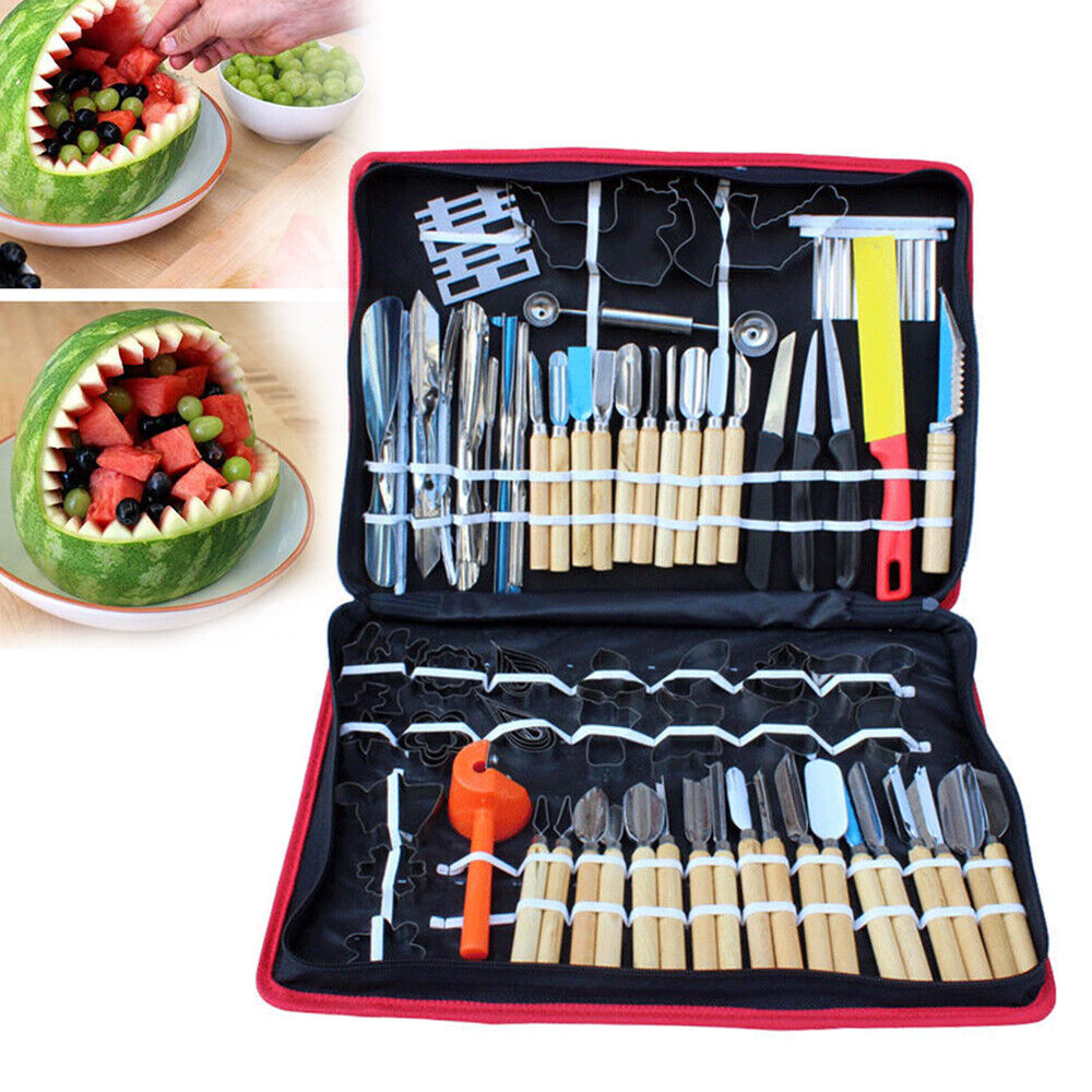 80pcs Kitchen Carving Tool Kit Vegetable Fruit Peeling Sculpting Cutter Toolbox