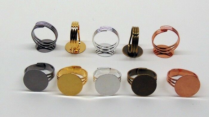 Adjustable RING BLANKS 16mm round flat pad ~Sturdy Design~ Pick One Color or Mix