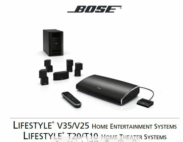 Bose Lifestyle V35 V25 T20 T10 Owner’s Guide Manual (photocopy)