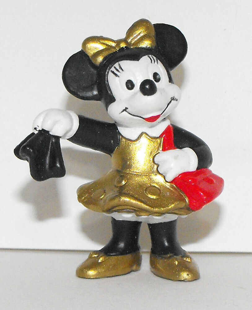 Minnie Mouse with Purse 1 inch Figure Plastic Figurine Gold Colored DMMF804