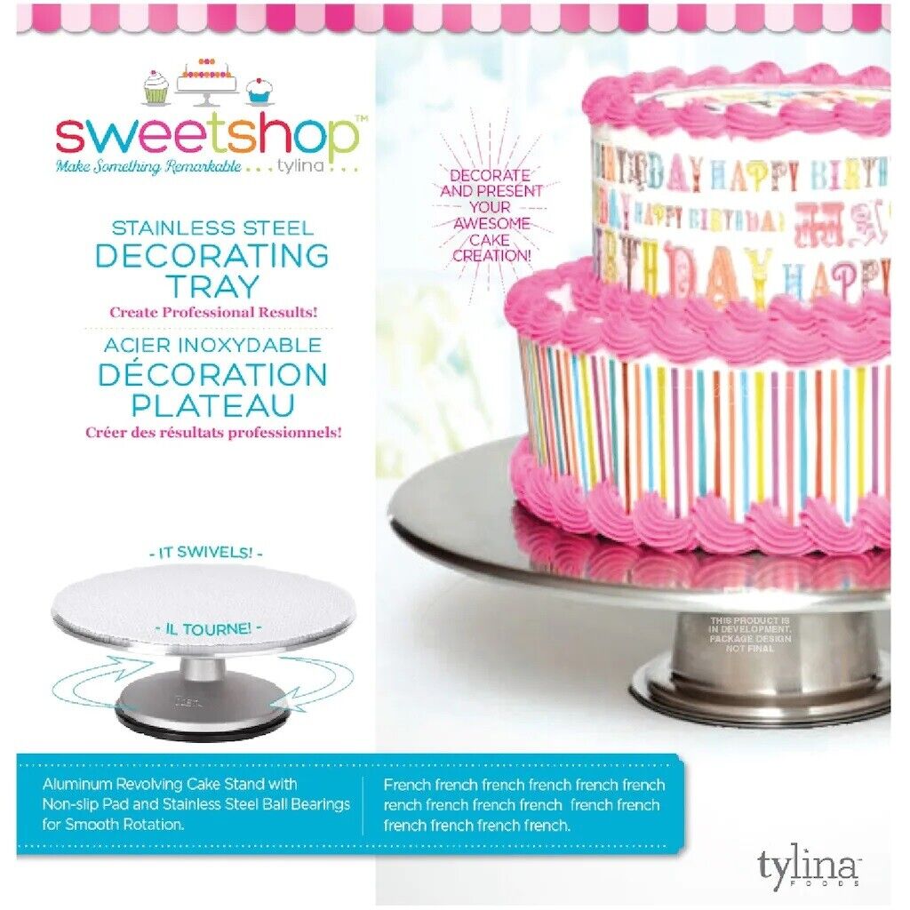 Sweetshop Stainless Steel Swivel Cake Decorating Tray Icing Turntable #c217