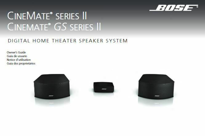 Bose Cinemate Series Ii Gs Series Ii Owner’s Guide Manual