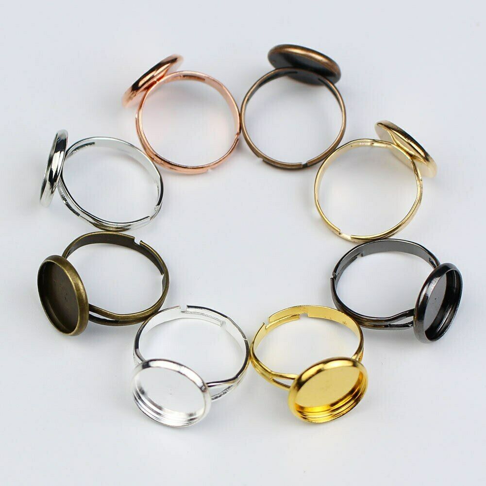 10pcs Adjustable Blank Ring Base Fit Dia 8mm-25mm Cabochons Cameo Settings