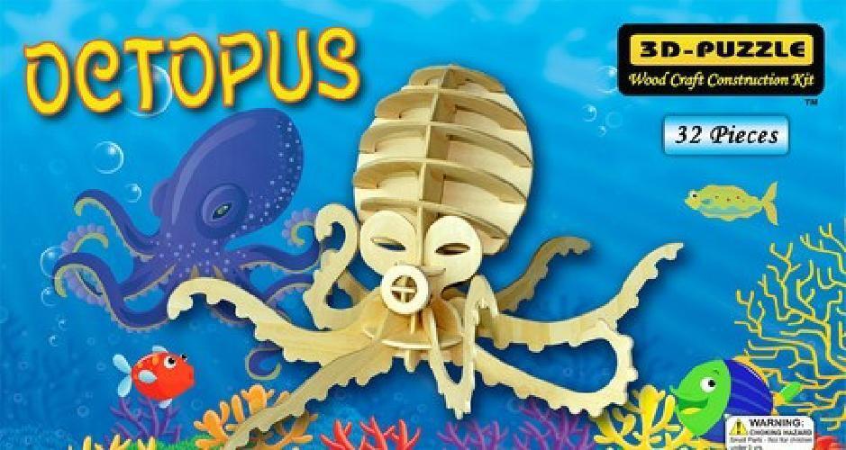 Octopus - 3d Jigsaw Woodcraft Kit Wooden Puzzle