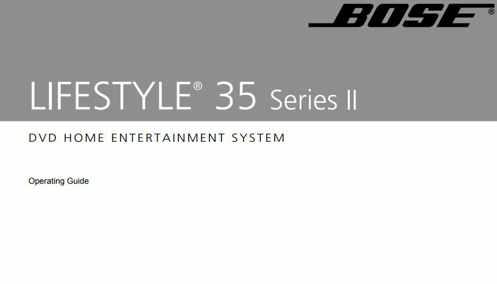 Bose Lifestyle 35 Series Ii Owners User Manual Guide
