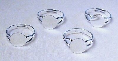 Finger Ring Blanks Lot 50 Silver Plated 10mm Pad To Glue Findings~nickel-free