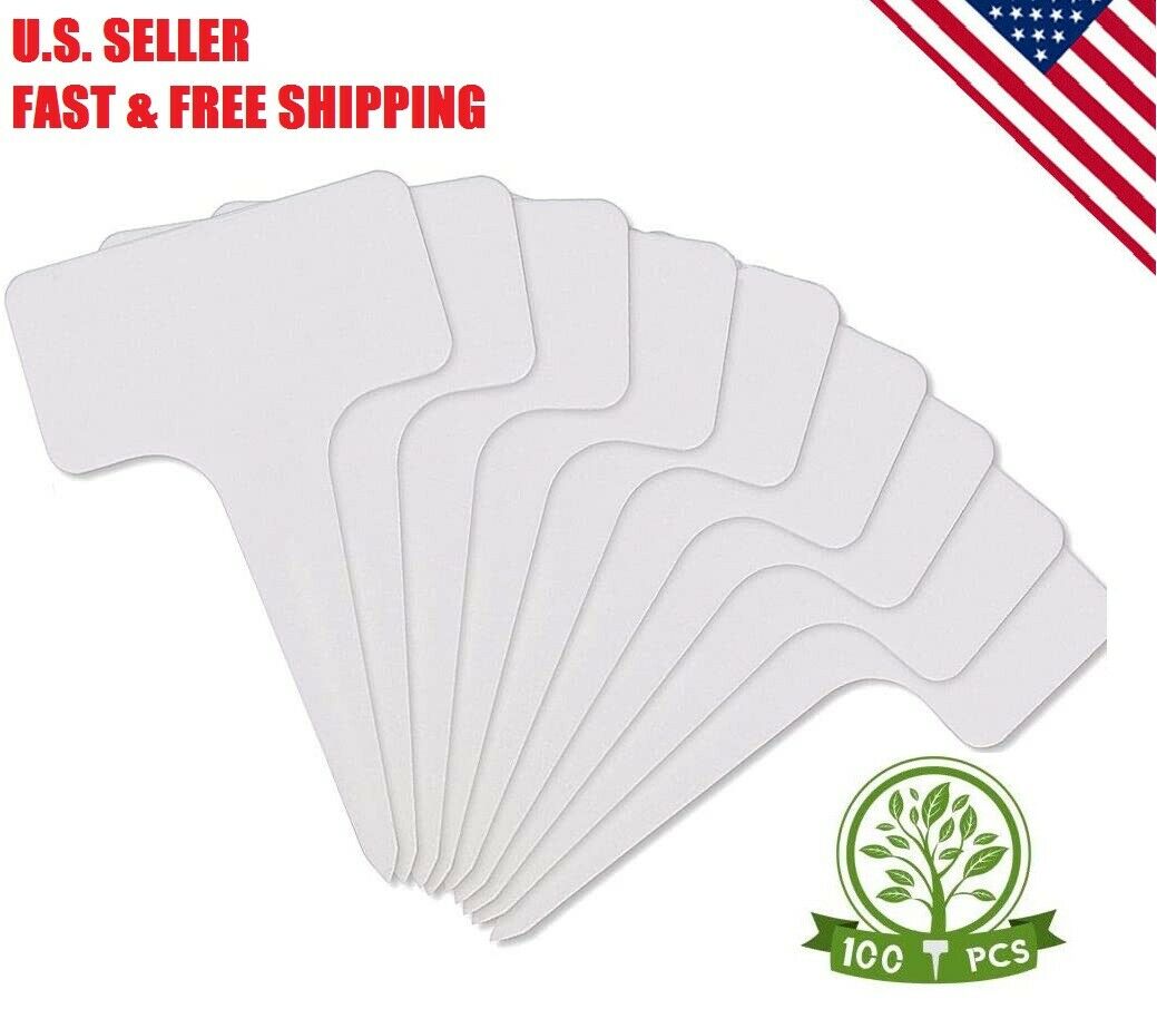 100 Pc 3.9 Inch Plastic Plant Label Garden Stake Marker Nursery Tags T-type Note