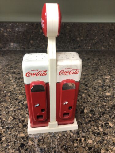 Coke Coca-Cola vintage metal salt and pepper shakers coke dispenser coke machine