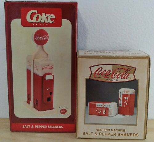 Lot Of 2 Coca-cola Salt & Pepper Shaker Sets Vending Machine  New