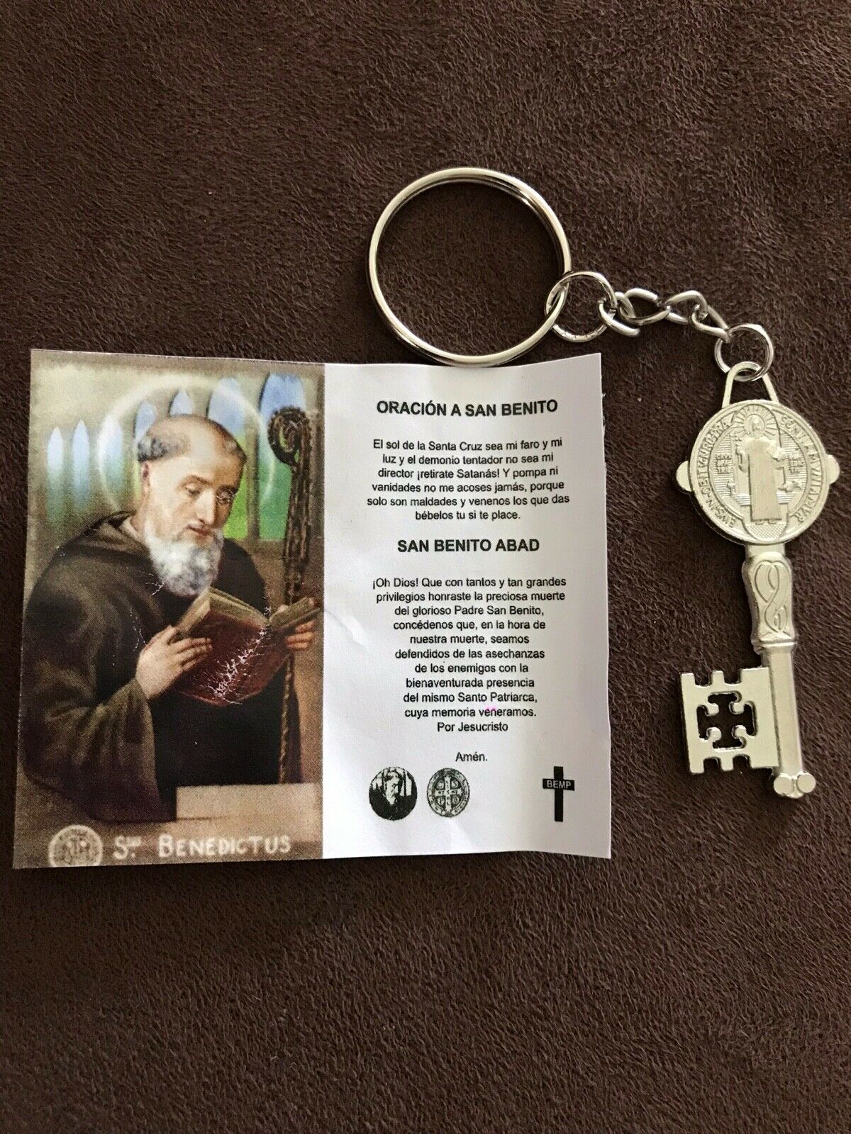 San Benito St Benedict Silver Tone “key” Keychain