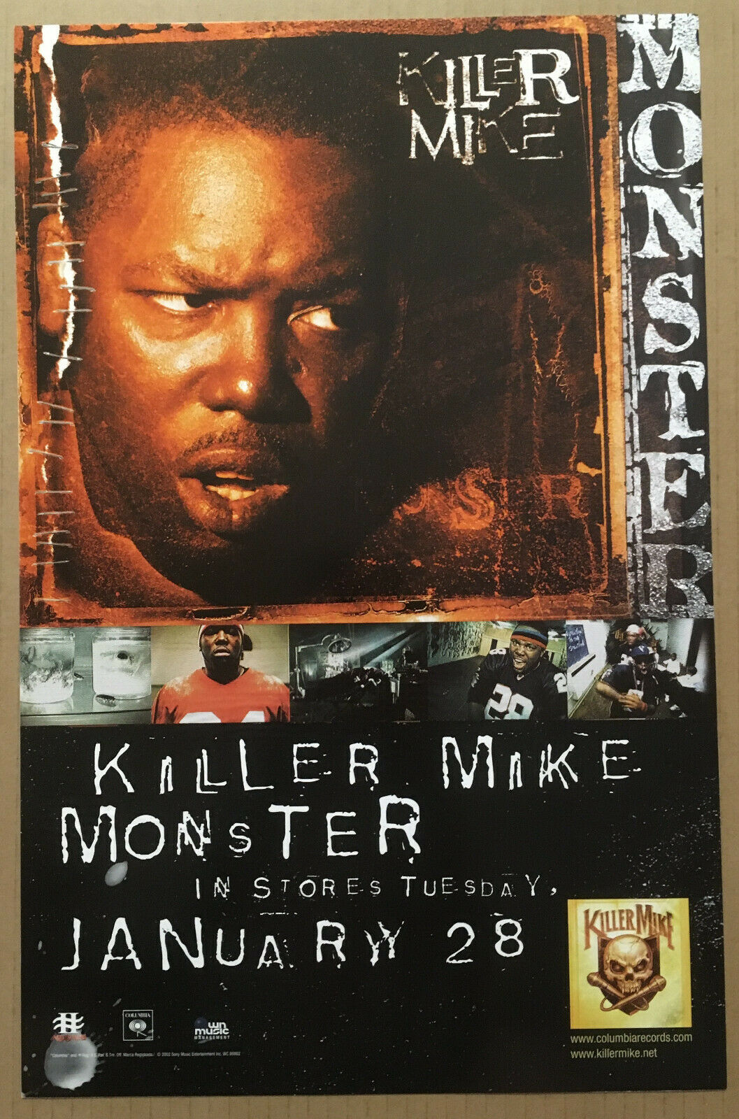 Killer Mike Rare 2002 Promo Window Static Cling Poster For Monster Cd 11x17 Mint