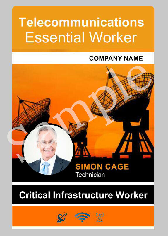 Essential Worker Telecommunications It Id Card Customized