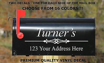 CUSTOM PERSONALIZED VINYL MAILBOX DECAL #1 - SET OF 2 - 16 COLOR CHOICES  5X14