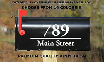 CUSTOM PERSONALIZED VINYL MAILBOX DECAL #6 - SET OF 2 - 16 COLOR CHOICES  5X12