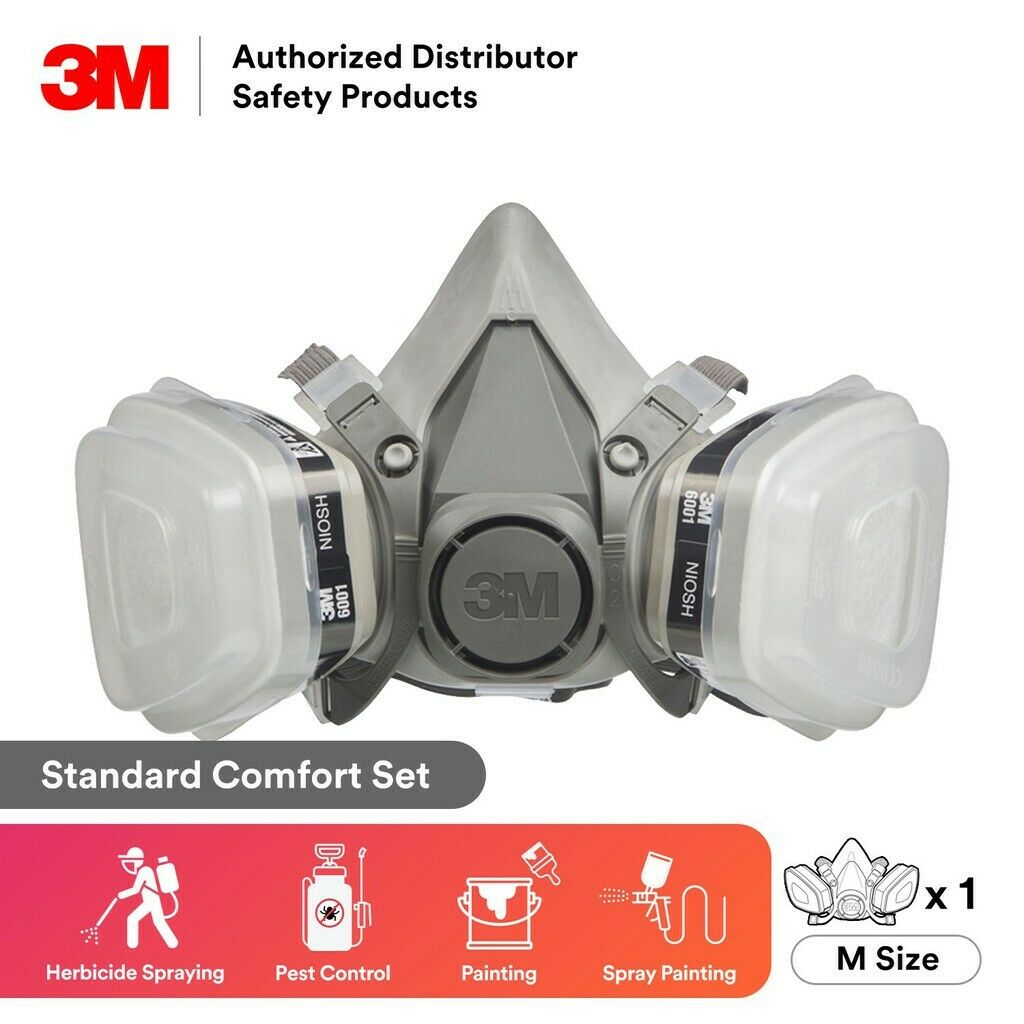 3m, 7 In 1, 6300 Half Face Reusable Respirator For Spraying & Painting, Large
