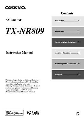 Onkyo TX-NR809 Tuner Owners Manual