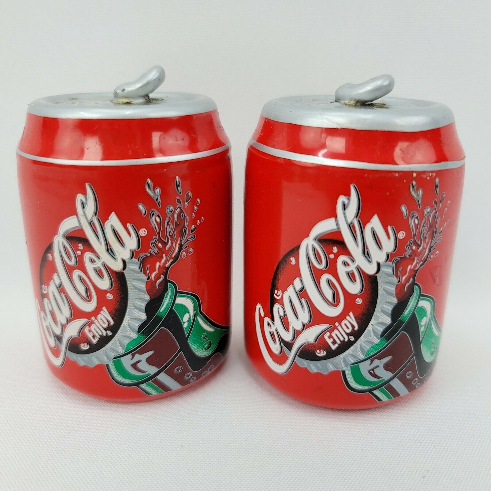 Vintage 1999 Coca Cola Enjoy Coke Ceramic 3.5" Cans Salt And & Pepper Shakers