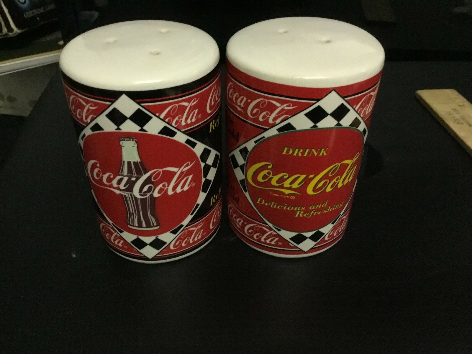 Coca Cola Coke Porcelain Cylinder Salt and Pepper Set...........rp
