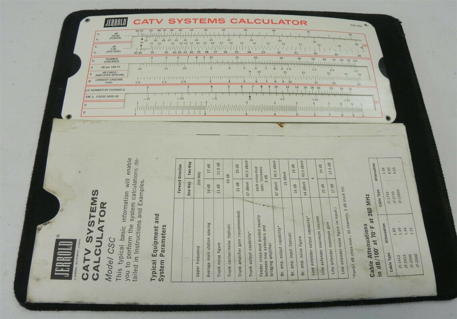 JERROLD 1972 CATV SYSTEMS CALCULATOR SLIDE CHART WITH INSTRUCTIONS NICE
