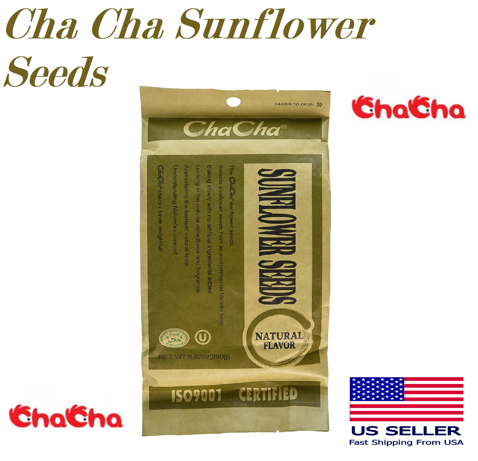 Cha Cha Sunflower Seeds Roasted 250g 8.82 oz Natural Flavor 100%  Free Shipping