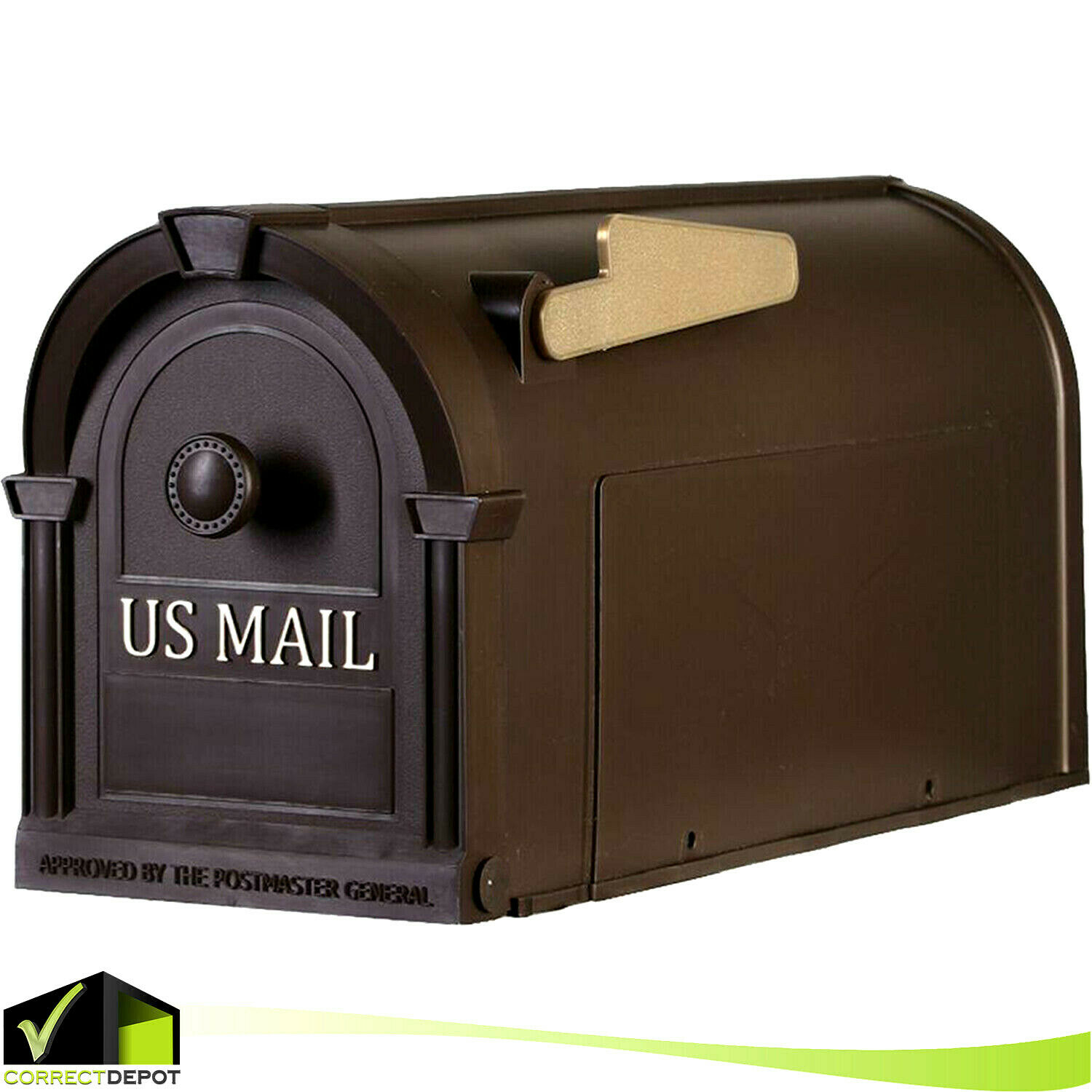 Post Mount Mailbox Durable Plastic Postal Large Mail Box Storage Gold Lettering