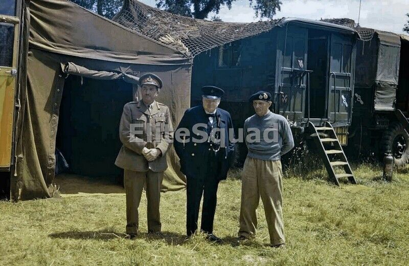Ww2 Picture Photo Churchill Marshal Alan Brooke And General Montgomery 0900