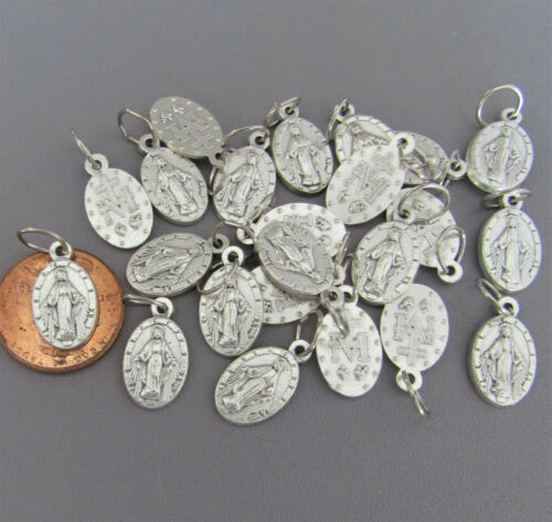 25 pc SMALL Miraculous Medal Italy Rosary Bracelets M101 Wholesale finish SILVER