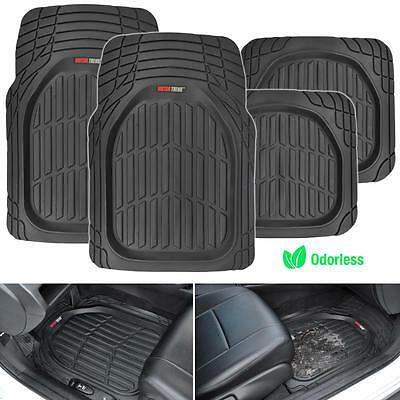 Deep Dish Heavy Duty Rubber Car Floor Mats 4pc Front Rear In Black All Weather