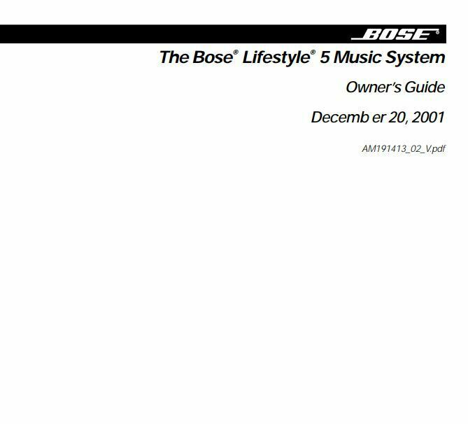 Bose Lifestyle 5 Series II Owner’s Guide Manual