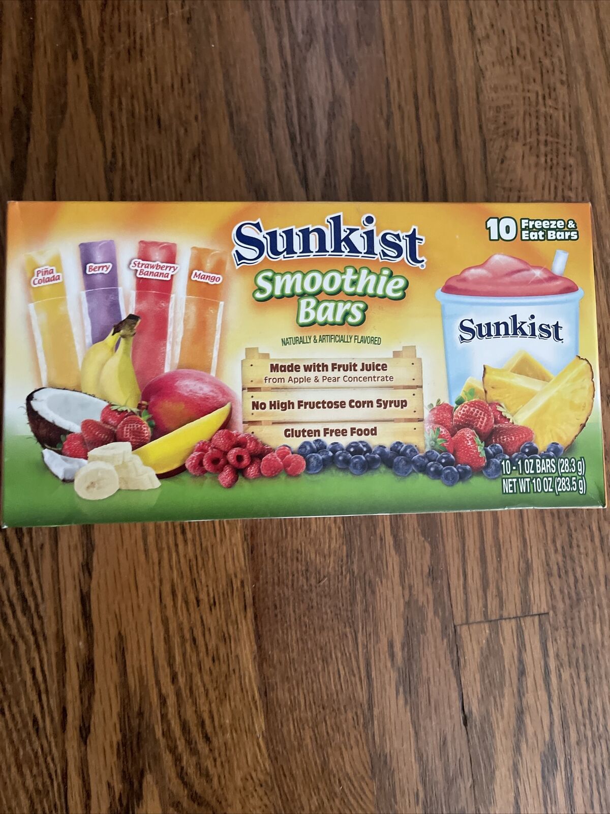 Sunkist Smoothie Bars 10 Freeze & Eat Pops Real Fruit Juice ** Bb 11/2022 **