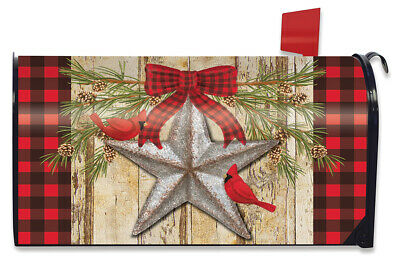 Festive Barnstar Winter Magnetic Mailbox Cover Primitive Cardinals Standard