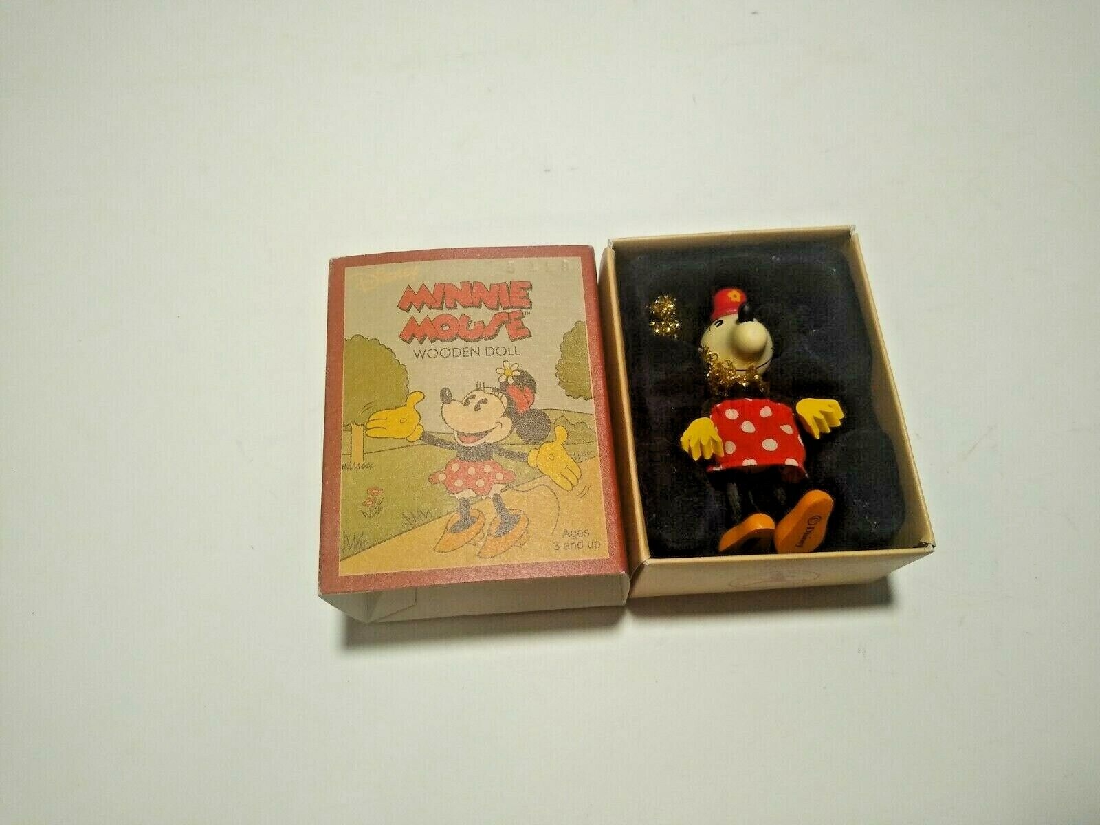 Schylling Disney Minnie Mouse Wooden Doll Vintage Original Box  Retro Collection