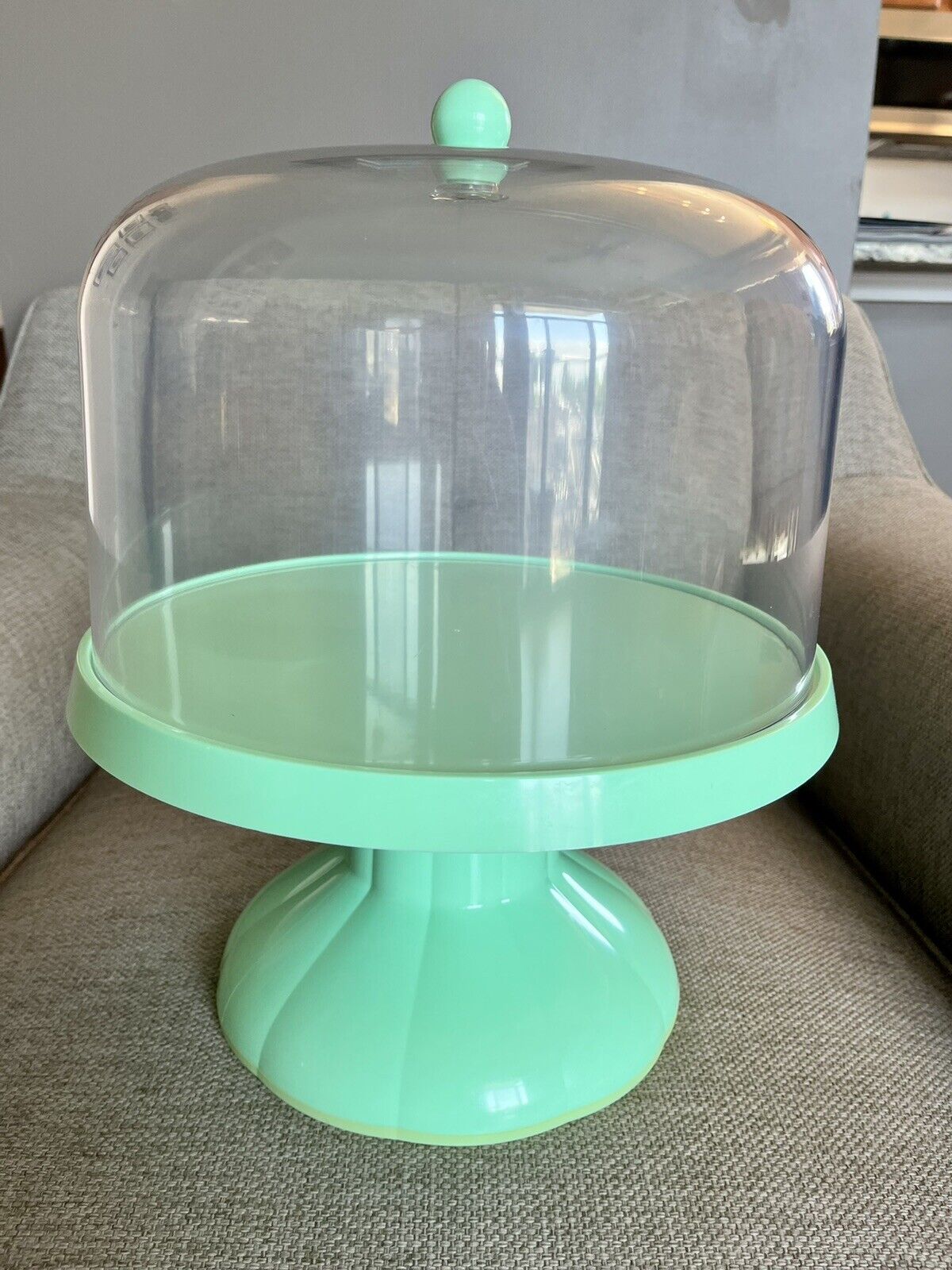 Wilton 12" Acrylic Jade Green Cake Turntable Rotating Cake Stand With Dome