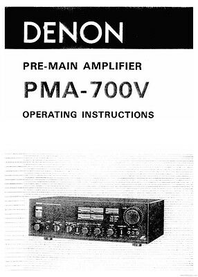 Denon PMA-700V Pre-Main Amplifier Owners Manual